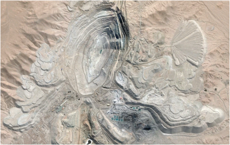 The Chuquicamata copper mine in northern Chile.  The field of view is approximately 7 miles across (Google Earth).